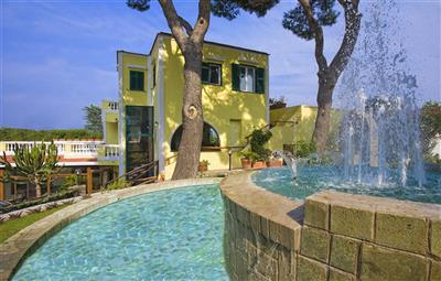 Hibiscus se snídaní - zahrada- Hibiscus- moře- termální ostrov Ischia- Itálie