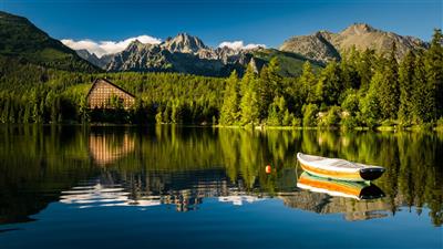 VYŠNÉ RUŽBACHY & GRAND HOTEL STRAND relax pod Tatrami - Štrbské pleso s hotelem Patria v pozadí - lázně Vyšné Ružbachy - Slovensko - Relax pobyt