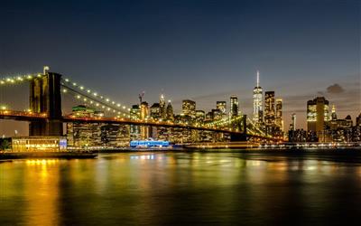NEW YORK & Manhattanhenge na týden přímým letem - panorama Downtownu s Brooklynským mostem - New York - USA - Amerika - poznávací zájezd